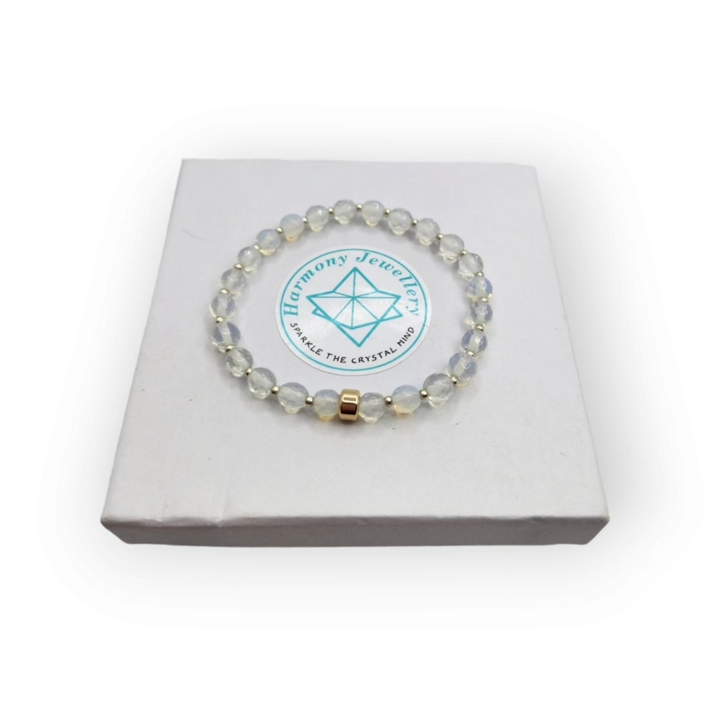 Faceted Sea Opal charm bracelet  6 mm